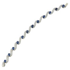 Oscar Heyman Platinum Diamond and Sapphire Twist Link Bracelet
