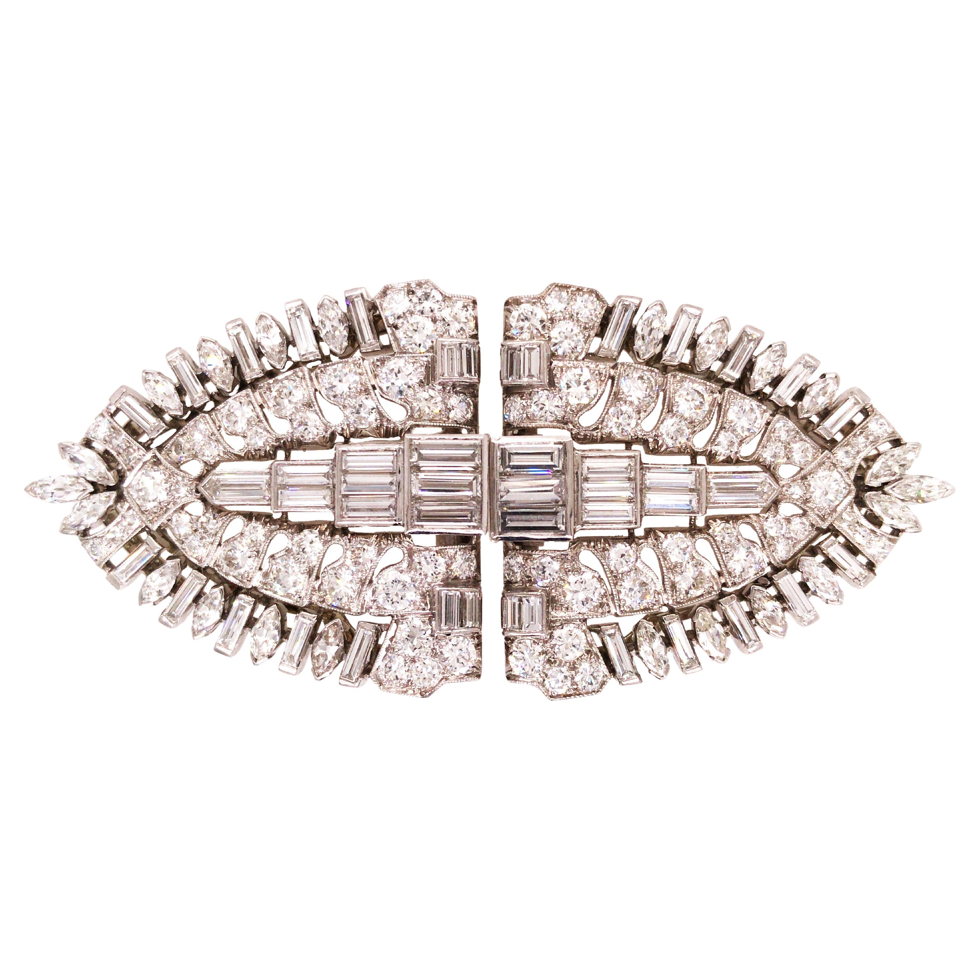 Oscar Heyman, Platinum Diamond Double-pin Brooch, Certificate