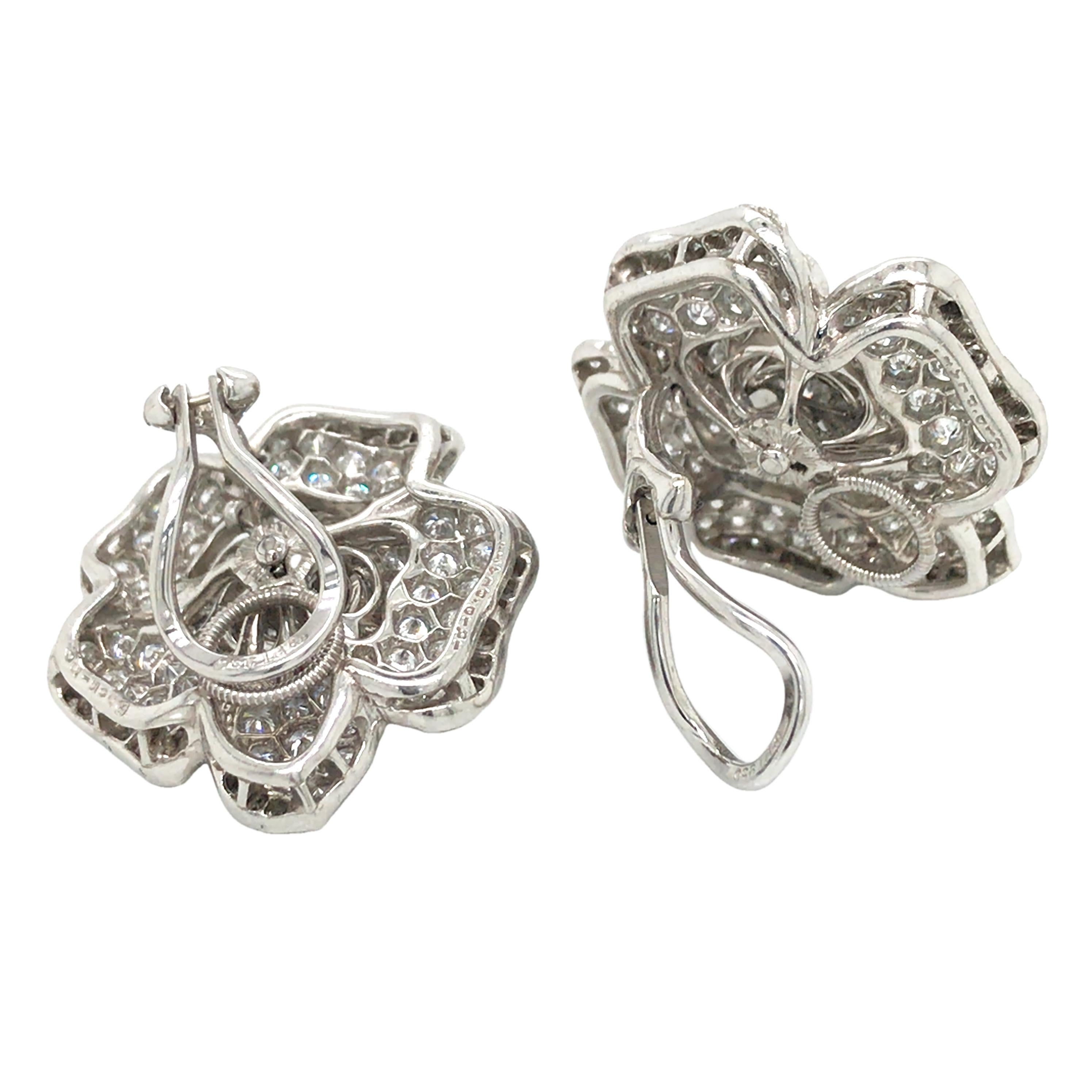 Oscar Heyman, Platinum Diamond Earrings, Certificate In Good Condition In New York, NY