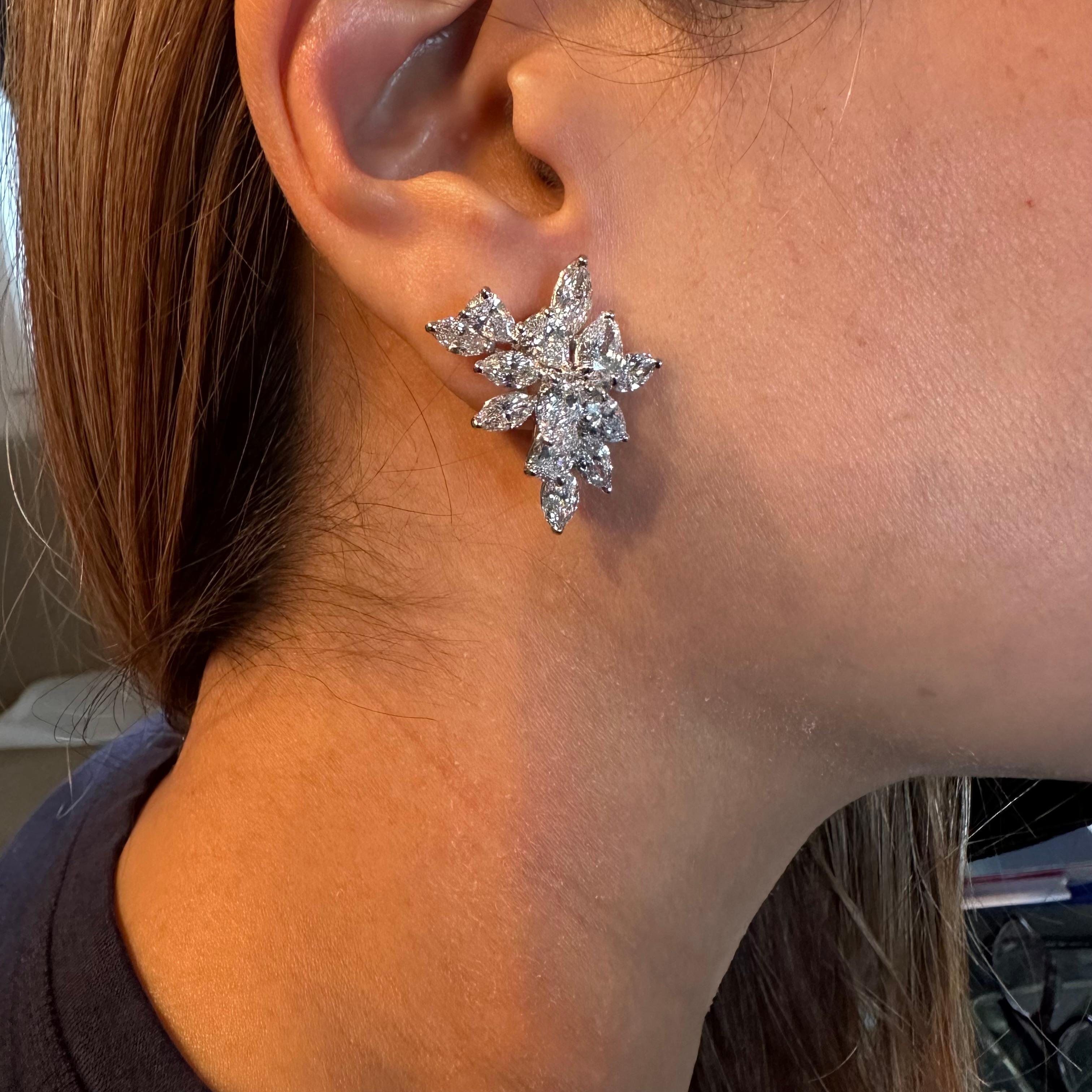 Brilliant Cut Oscar Heyman Platinum Diamond Earrings  For Sale