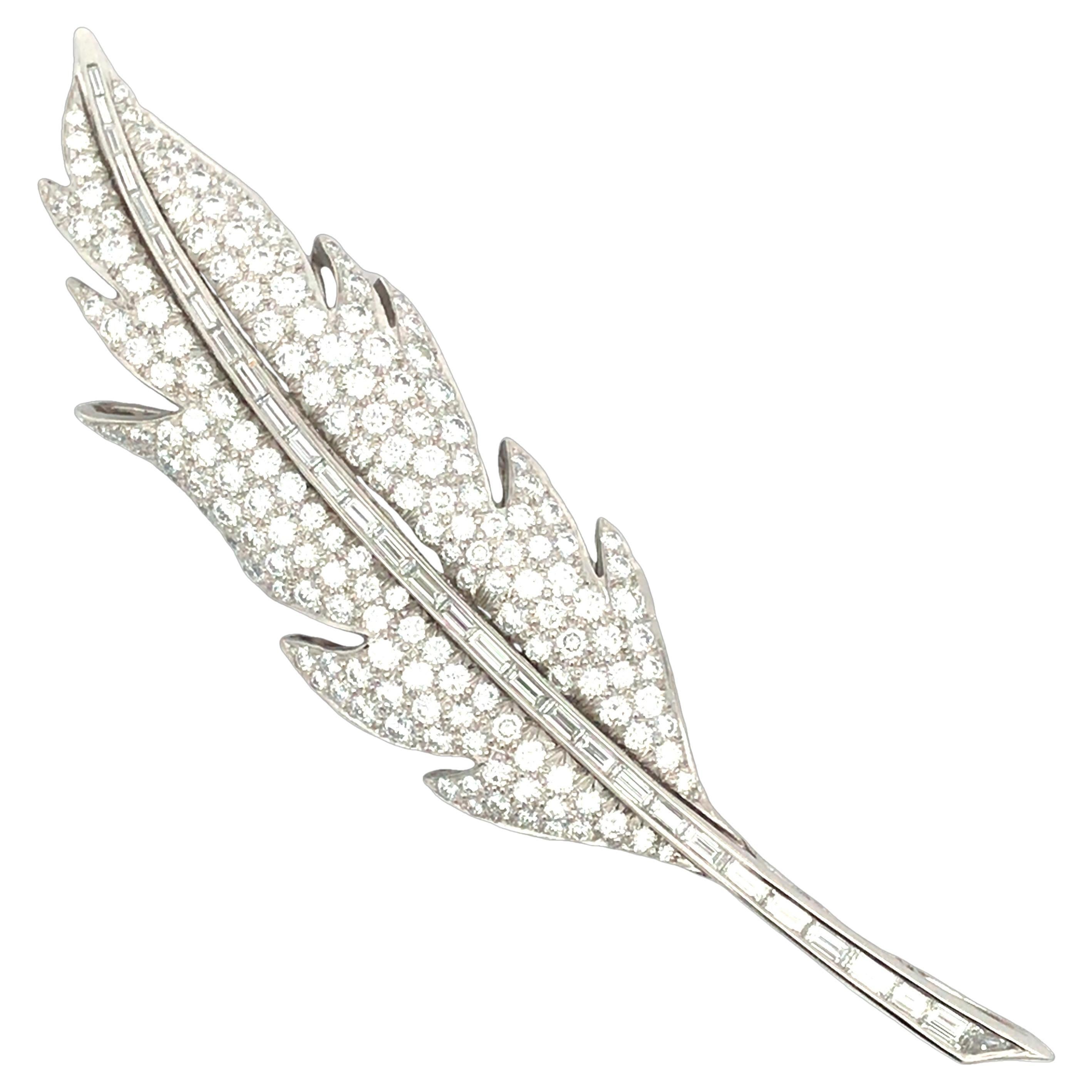Oscar Heyman, Platinum Diamond Feather Brooch, Certificate