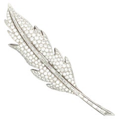 Oscar Heyman, Platinum Diamond Feather Brooch, Certificate