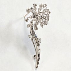 Oscar Heyman Platinum Diamond Floral Spray Brooch, 2.80 Carats Total Diamond Wei
