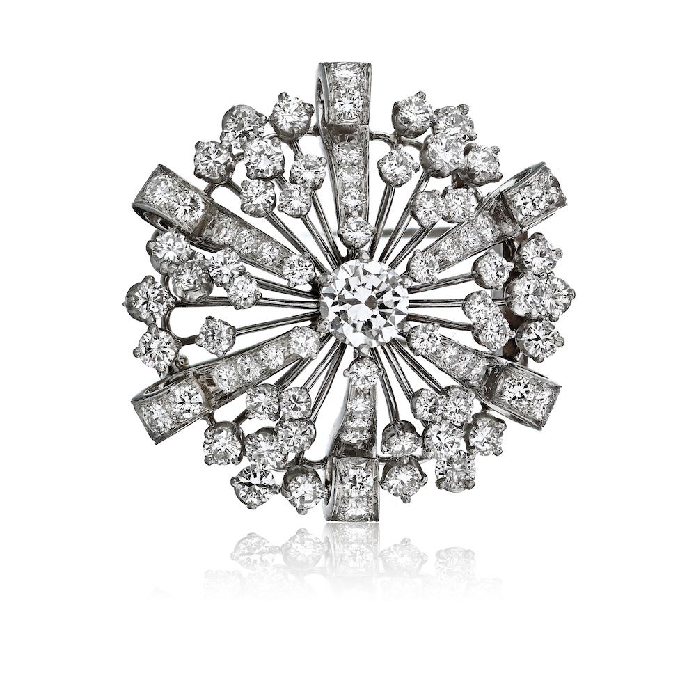Modern Oscar Heyman Platinum Diamond Flower Snowflake Brooch
