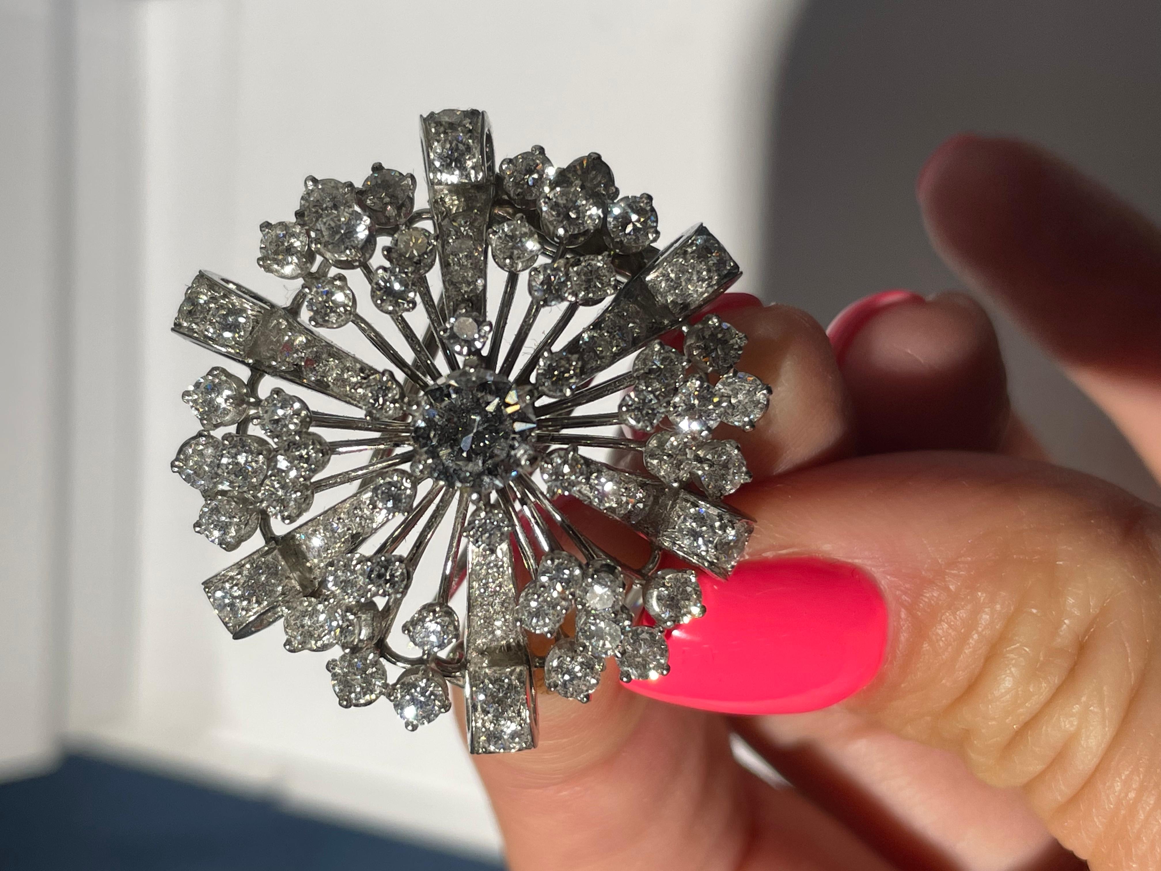 Women's or Men's Oscar Heyman Platinum Diamond Flower Snowflake Brooch