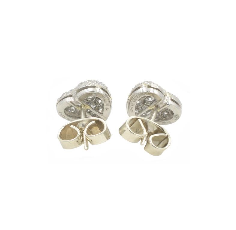 Modern Oscar Heyman Platinum Diamond Heart Earrings For Sale