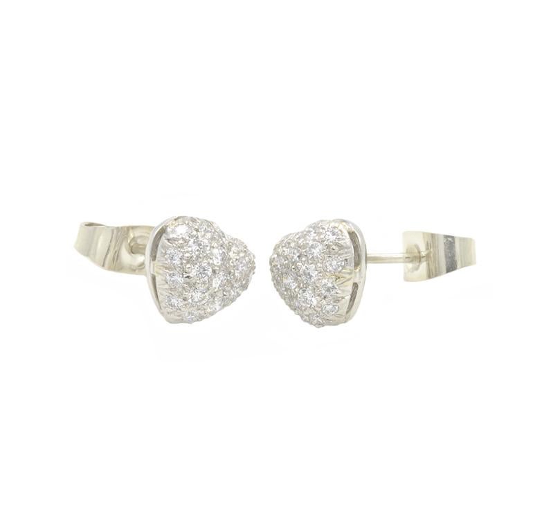 Round Cut Oscar Heyman Platinum Diamond Heart Earrings For Sale