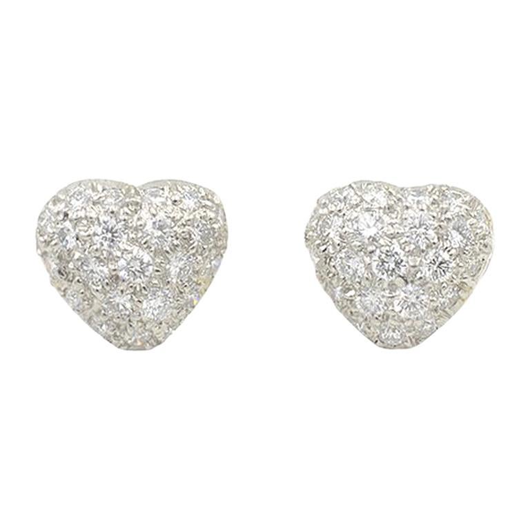 Oscar Heyman Platinum Diamond Heart Earrings For Sale