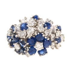 Oscar Heyman Platinum Diamond Sapphire Flower Ring