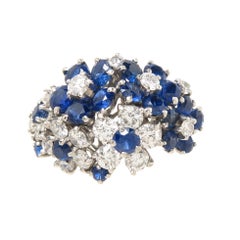 Oscar Heyman Platinum Diamond Sapphire Flower Ring