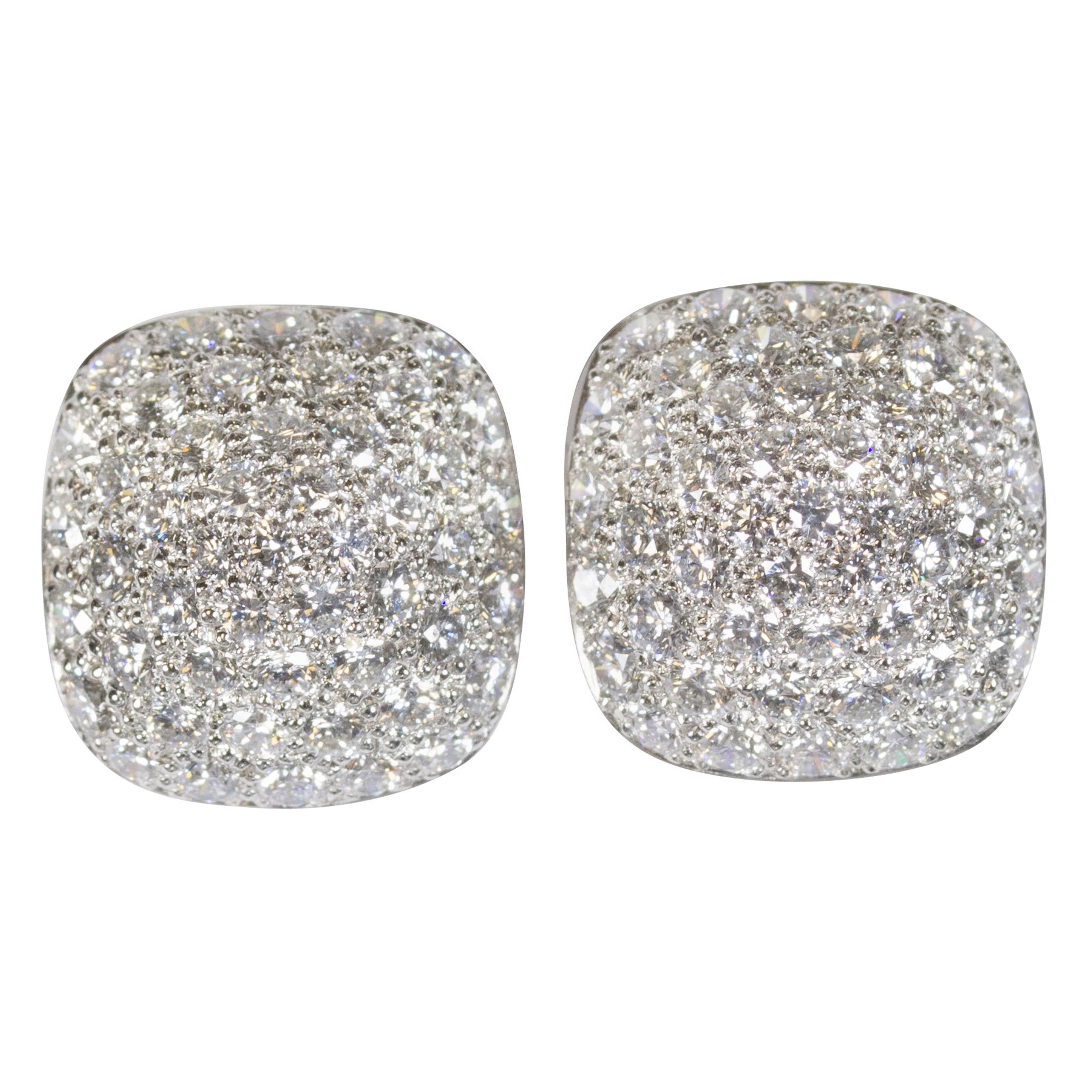 Oscar Heyman Platinum Diamond Square Earrings
