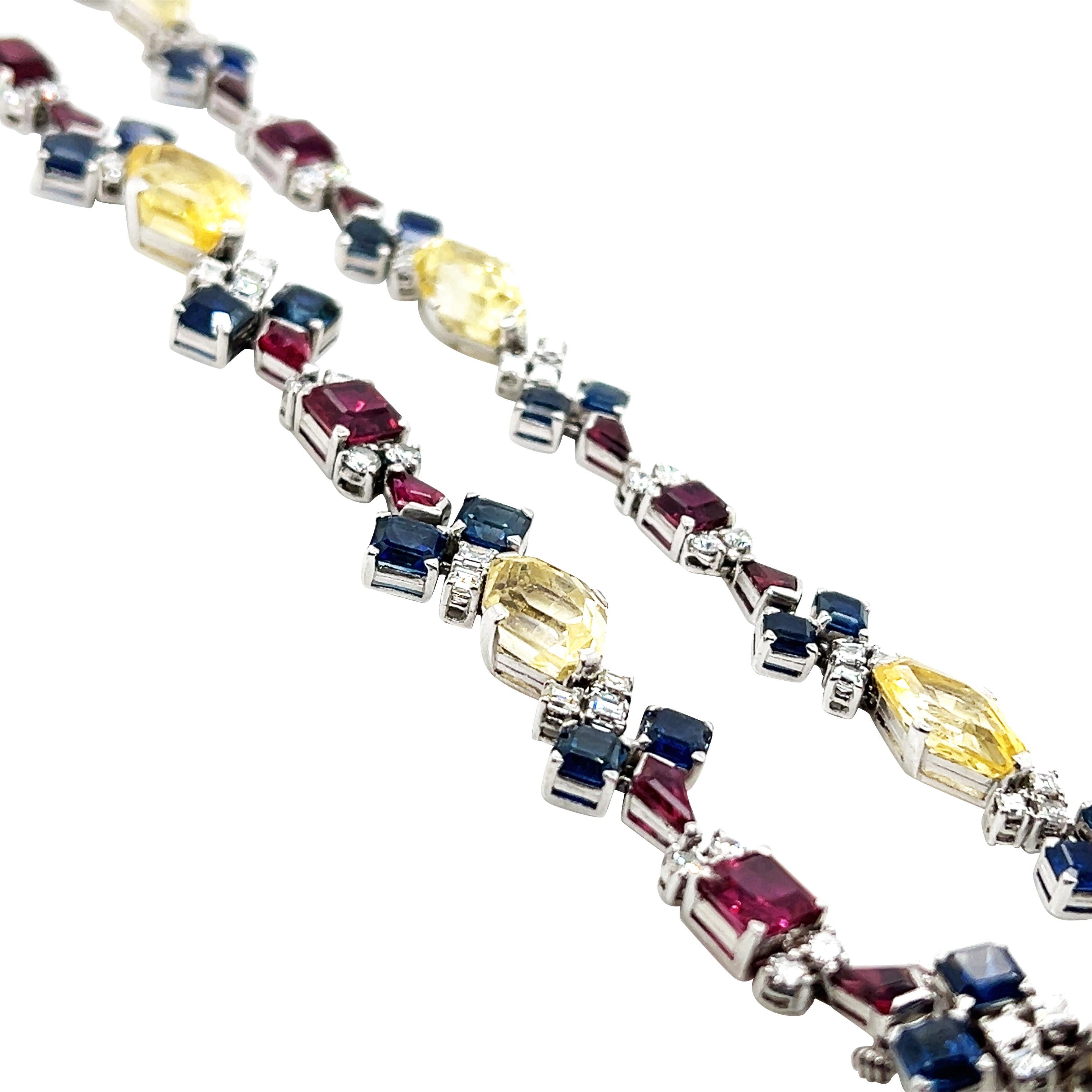 Oscar Heyman, Platinum Gemstone Diamond Necklace, GIA In Good Condition For Sale In New York, NY