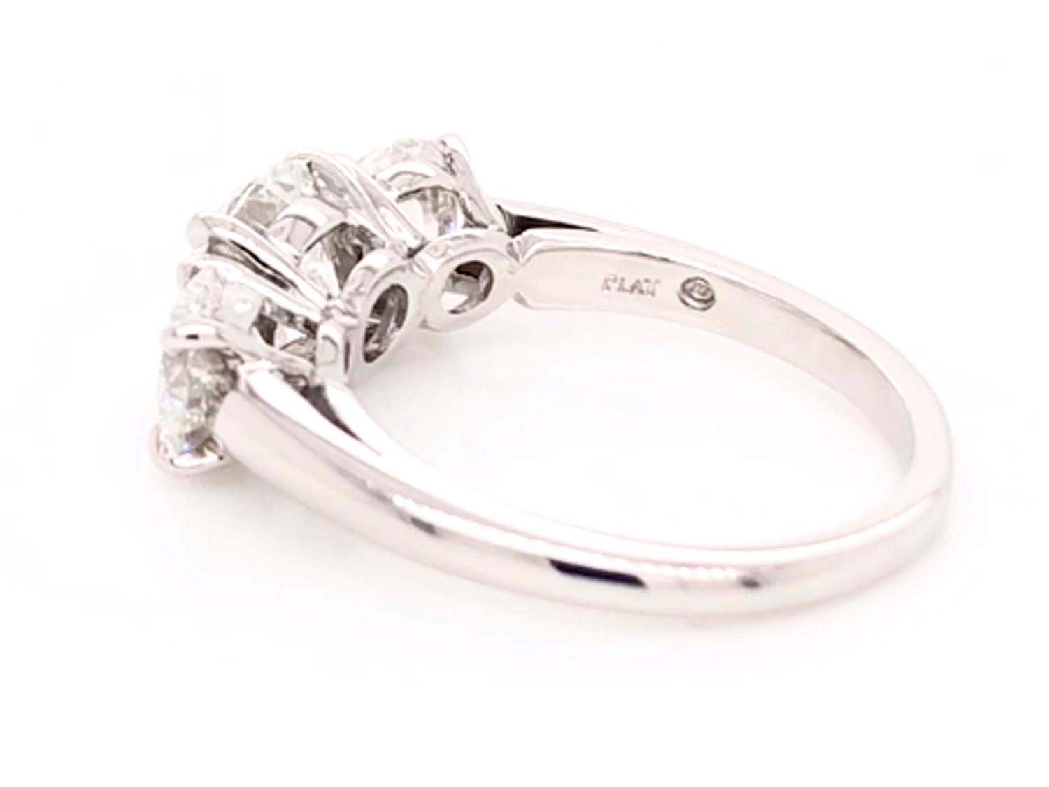 Round Cut Oscar Heyman Platinum GIA Certified Round Diamond Three-Stone Engagement Ring