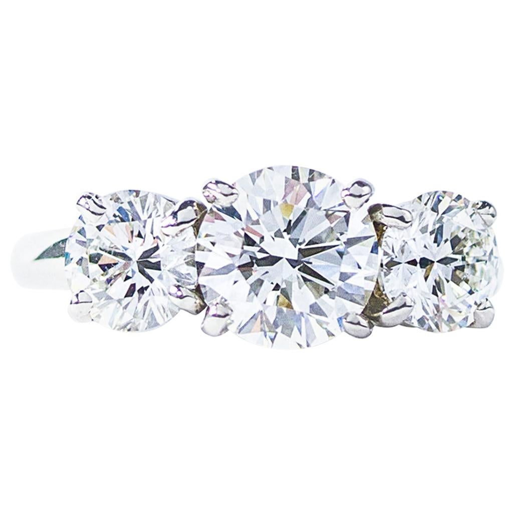 Oscar Heyman Platinum GIA Certified Round Diamond Three-Stone Engagement Ring
