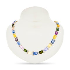 Oscar Heyman Platinum Multi-Color Sapphire and Diamond Necklace/Bracelets