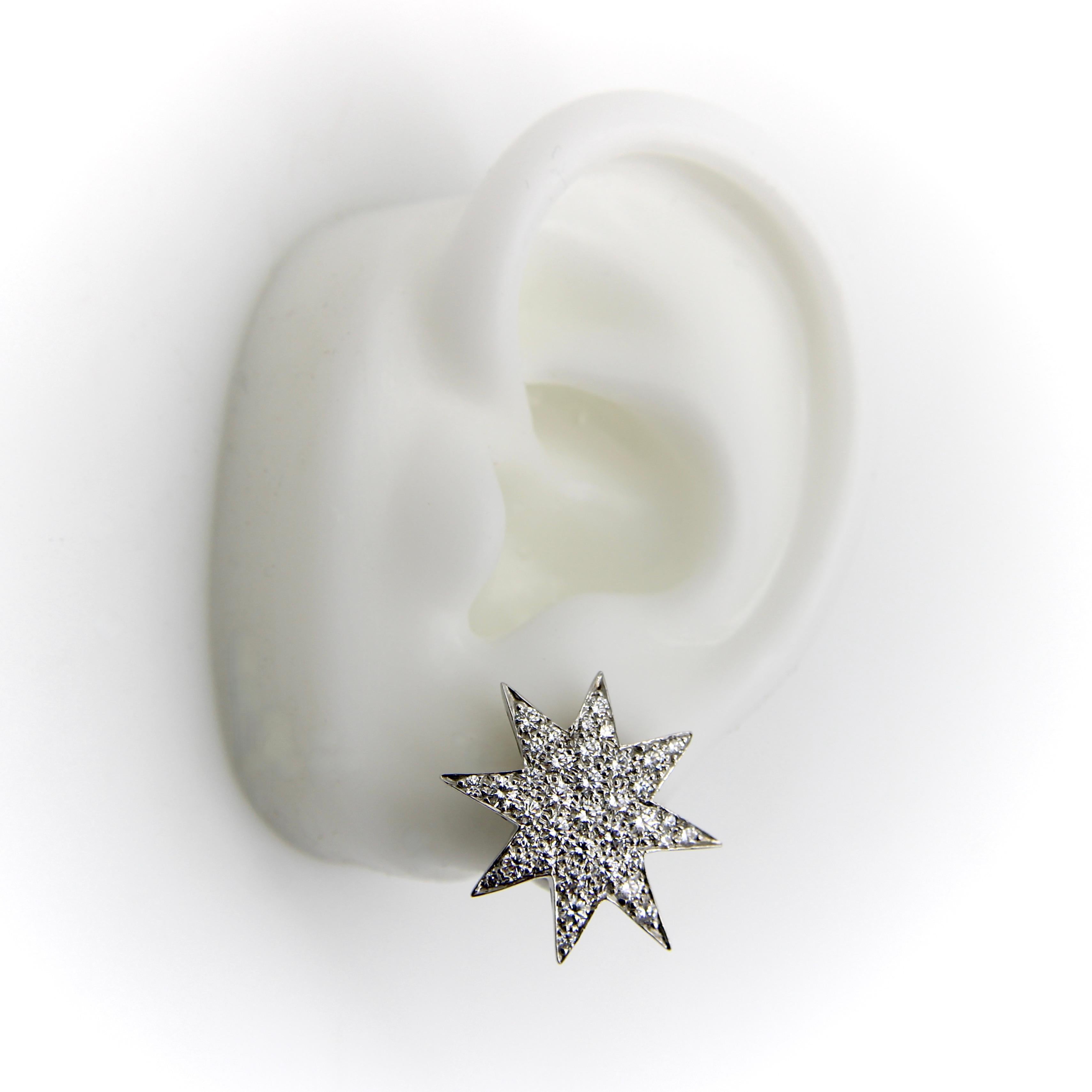 Round Cut Oscar Heyman Platinum Pave Diamond Star Earrings For Sale