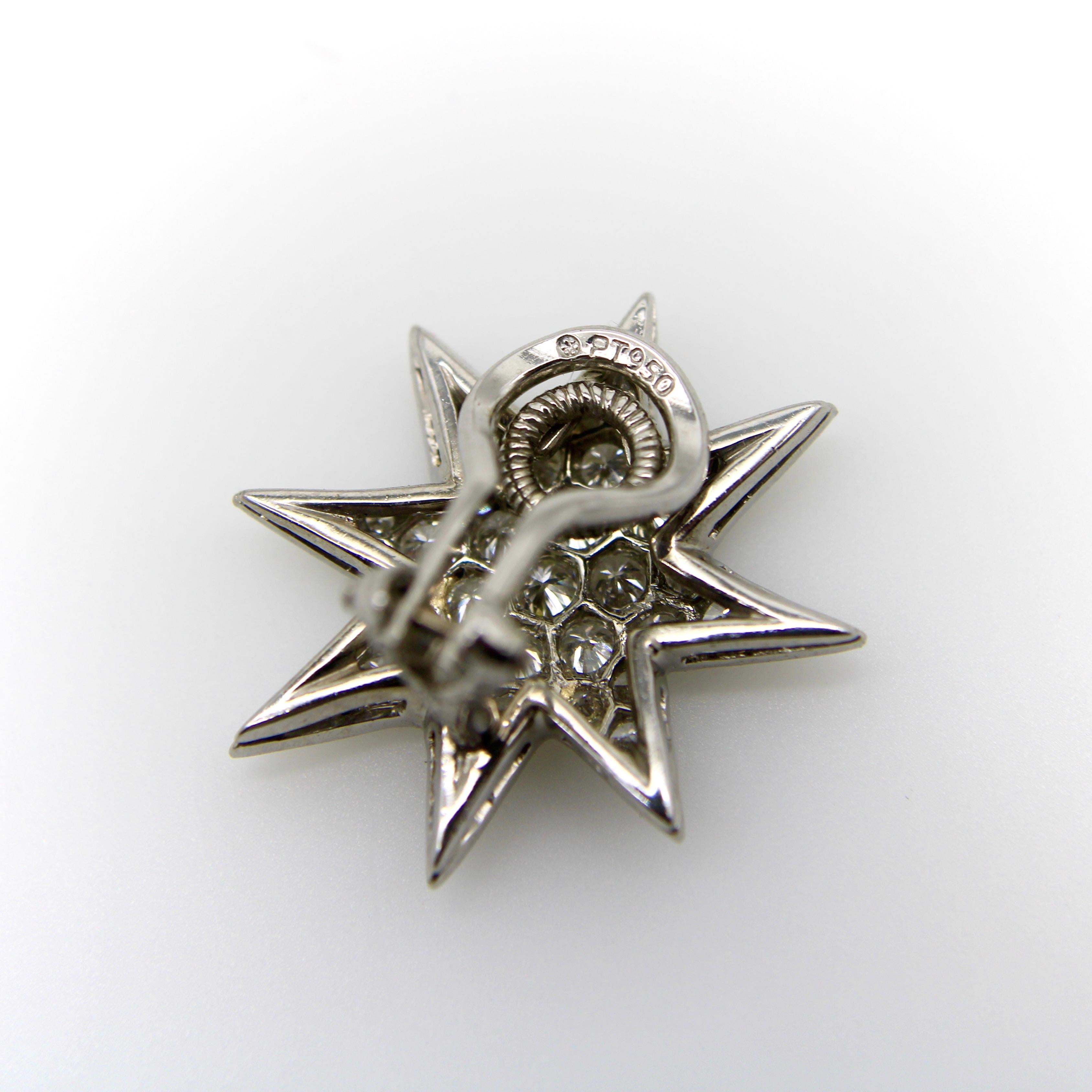 Women's or Men's Oscar Heyman Platinum Pave Diamond Star Earrings For Sale