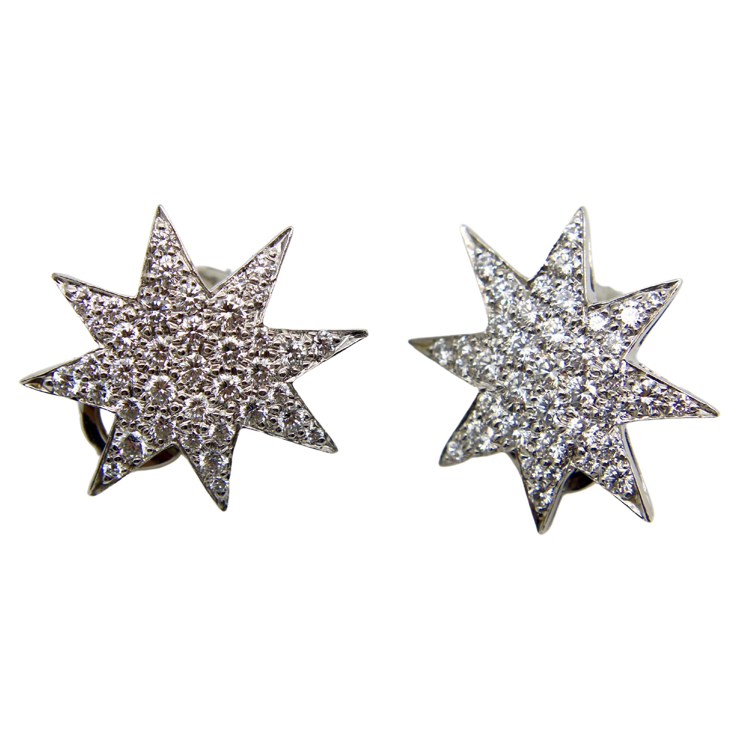 Oscar Heyman Platinum Pave Diamond Star Earrings