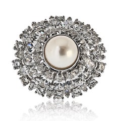 Oscar Heyman Platinum Pearl And Diamond 6.00cttw Cluster Ring