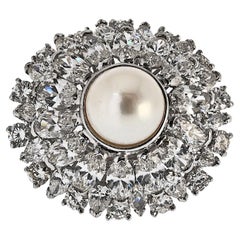 Oscar Heyman Platin Perle und Diamant 6,00cttw Cluster-Ring