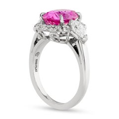 Oscar Heyman Platinum Pink Sapphire and Diamond Halo Ring