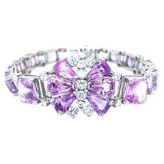Oscar Heyman, Platinum Pink Sapphire Diamond Bracelet, AGL