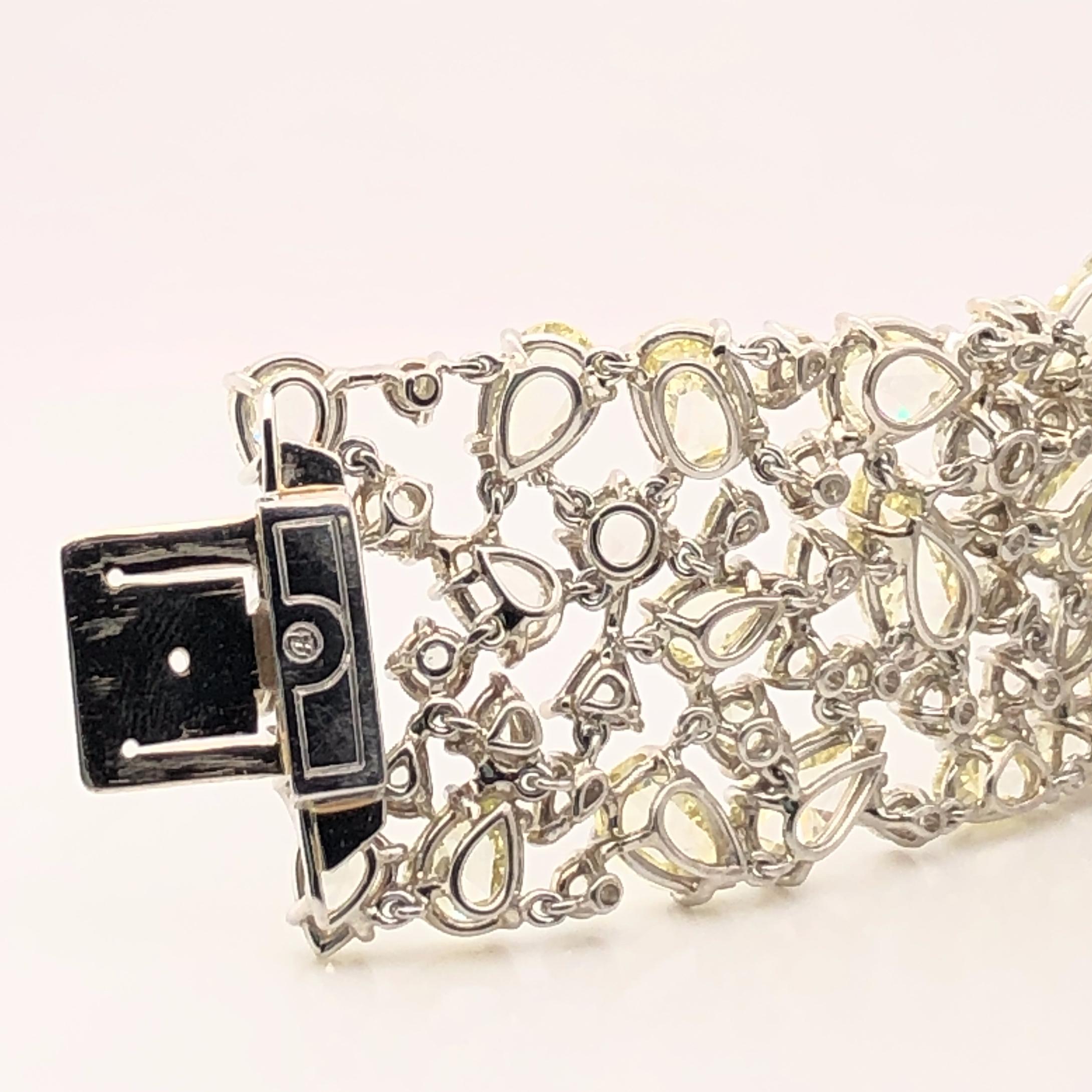Contemporary Oscar Heyman Platinum Rose Cut Diamond Wide Bracelet