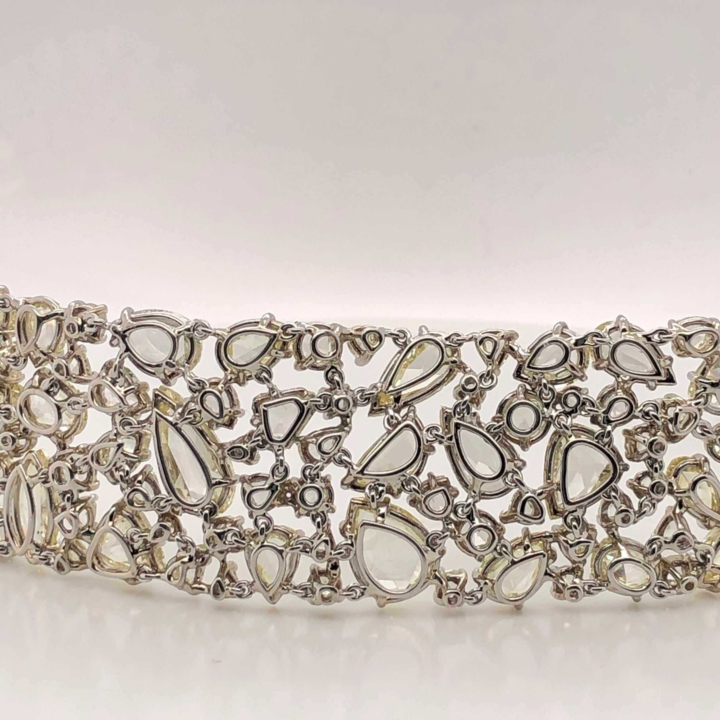 Oscar Heyman Platinum Rose Cut Diamond Wide Bracelet In New Condition In New York City, NY