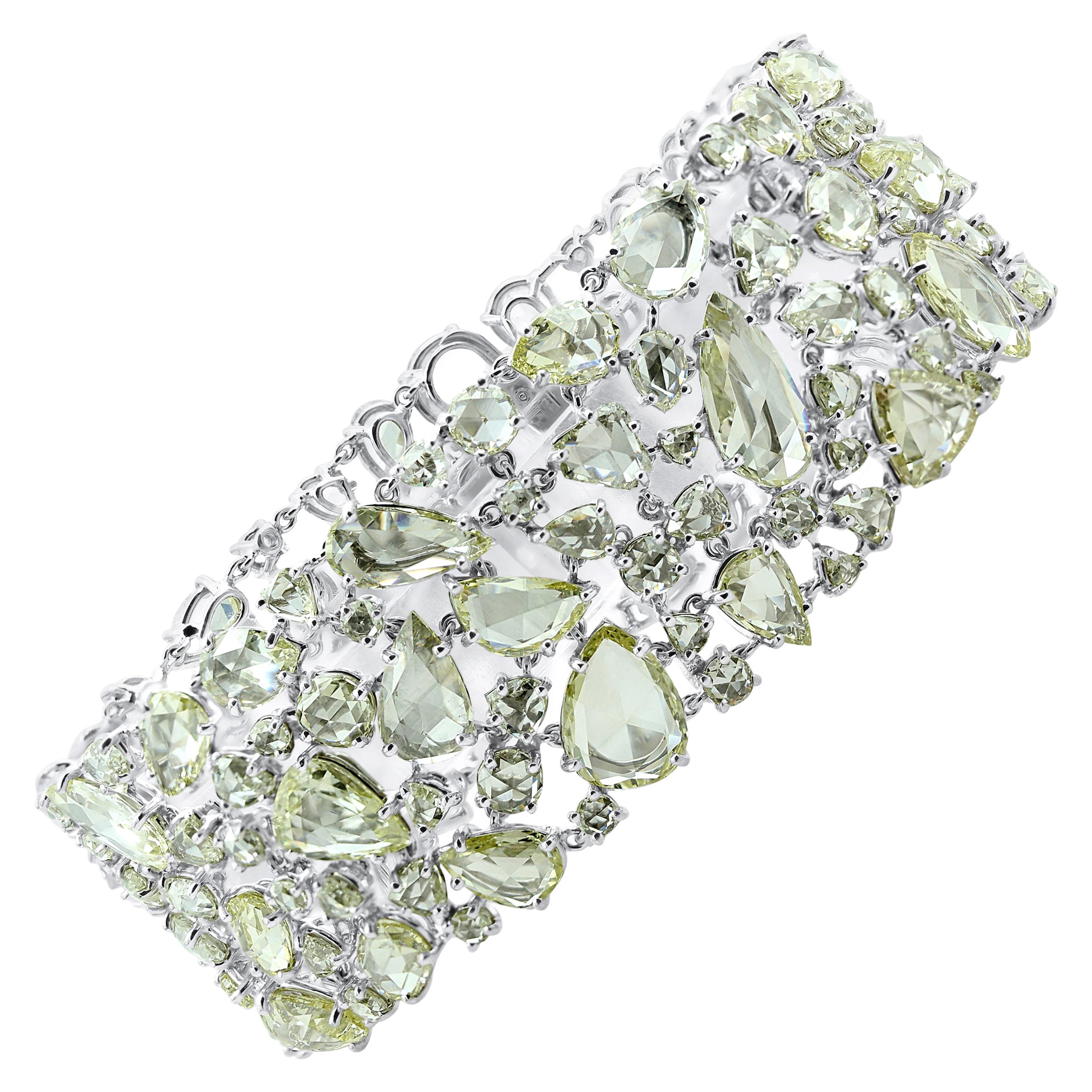 Oscar Heyman Platinum Rose Cut Diamond Wide Bracelet