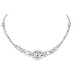 Oscar Heyman Platin Halskette mit schwebenden Diamanten im Rund- und Marquiseschliff