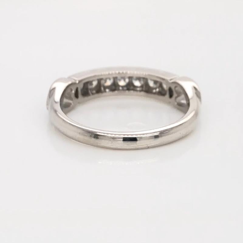Contemporary Oscar Heyman Platinum Round Diamond Partway Wedding Band Ring with Heart Motif For Sale