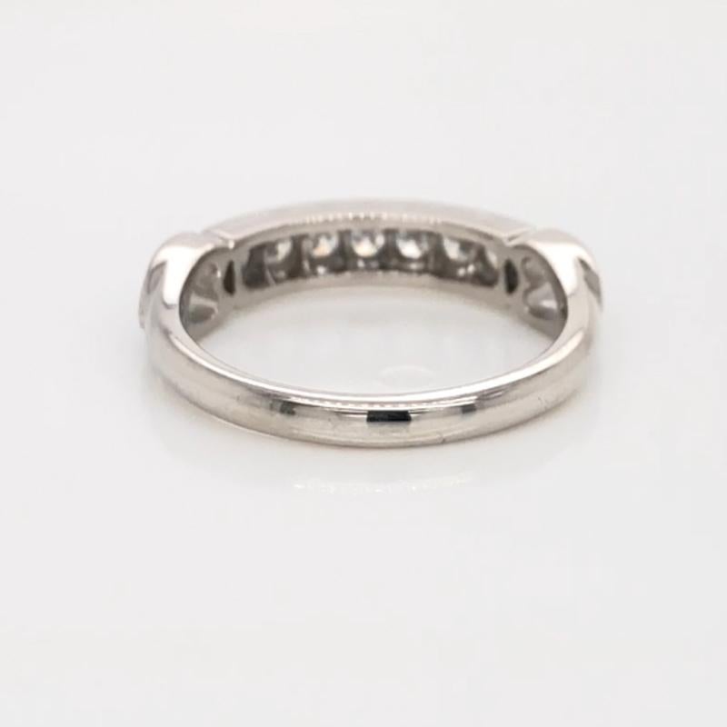 Contemporary Oscar Heyman Platinum Round Diamond Partway Wedding Band Ring with Heart Motif