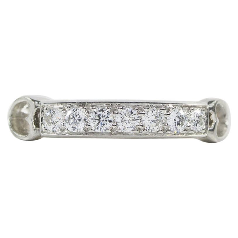 Oscar Heyman Platinum Round Diamond Partway Wedding Band Ring with Heart Motif
