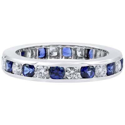 Diamond Ruby Sapphire Platinum Wedding Band Ring at 1stdibs