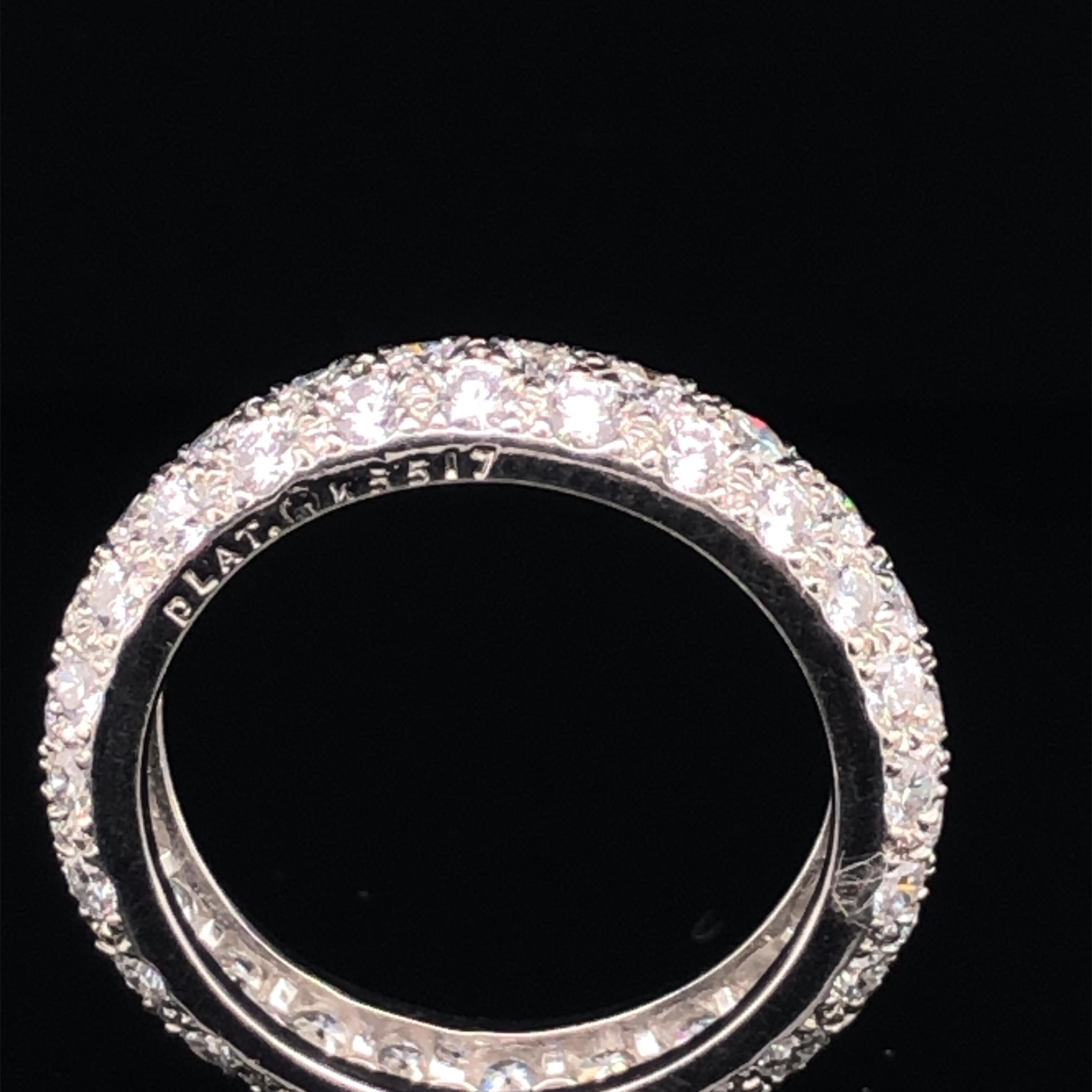 Oscar Heyman Platinum Rounded 2.41tcw Diamond Band Ring  In New Condition For Sale In New York City, NY
