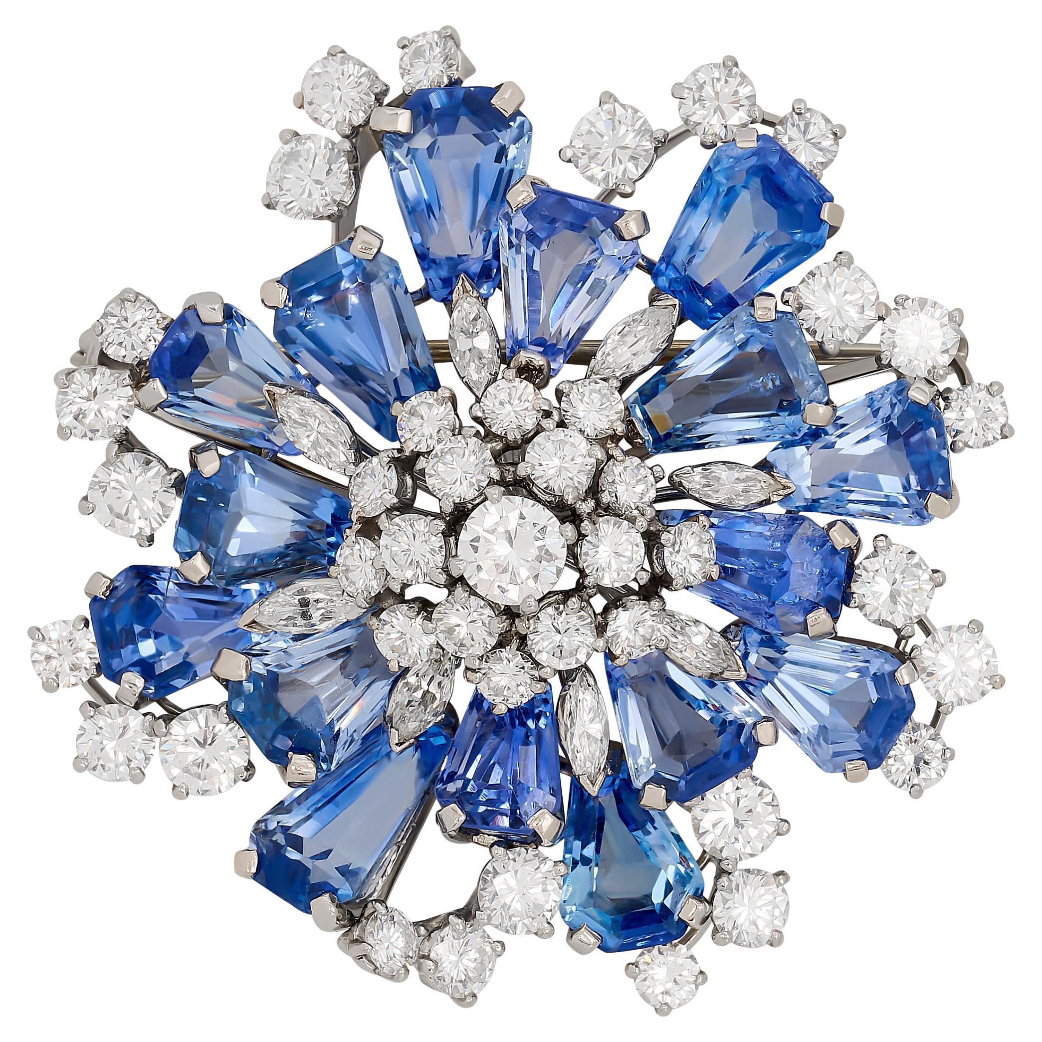 Broche en platine, saphir et diamant d'Oscar Heyman