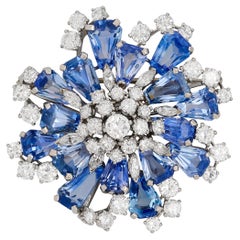 Oscar Heyman Platinum Sapphire and Diamond Brooch Pin