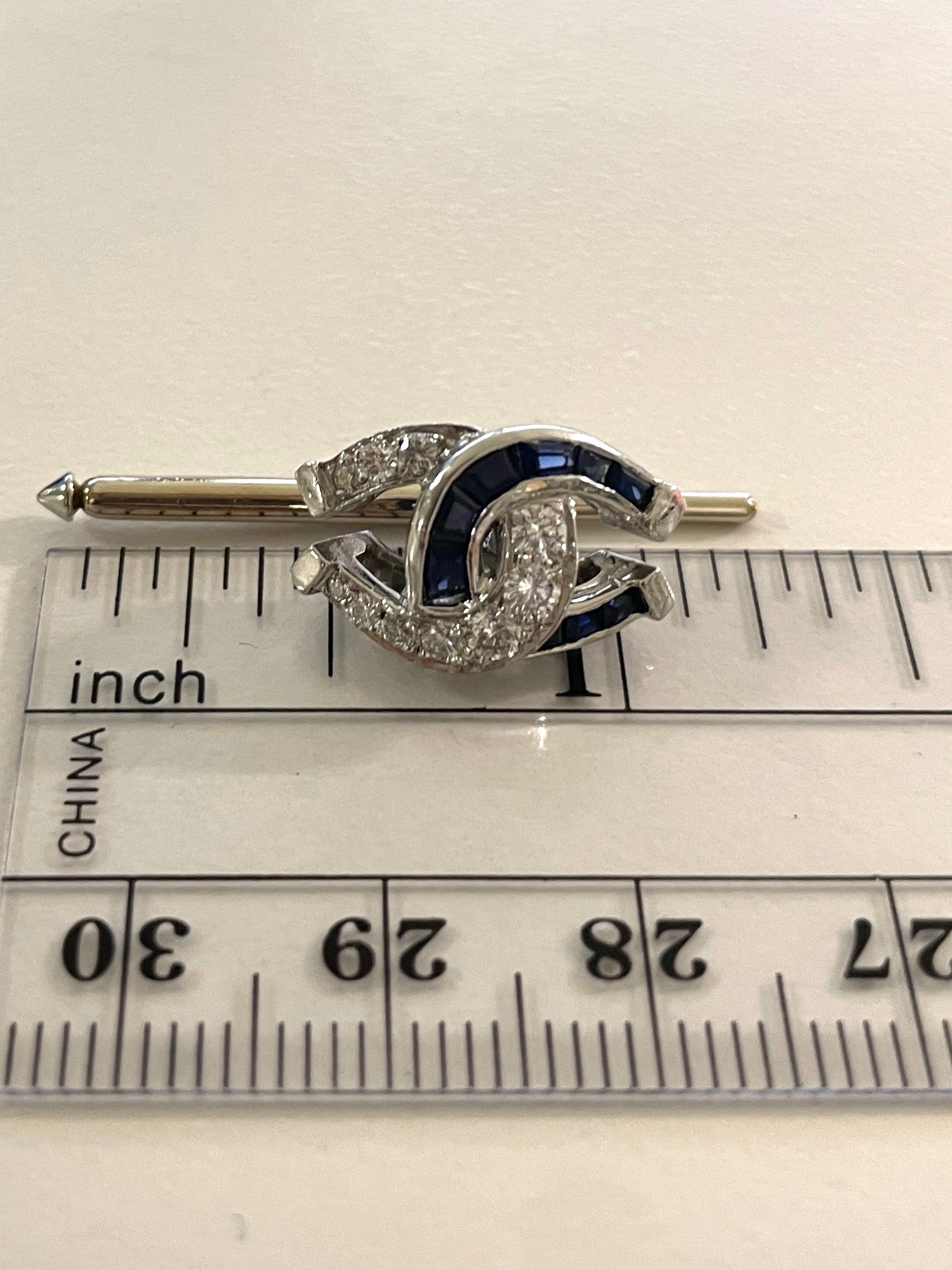 Oscar Heyman Hufeisenhemdstecker aus Platin mit Saphiren und Diamanten, 4er-Set 5