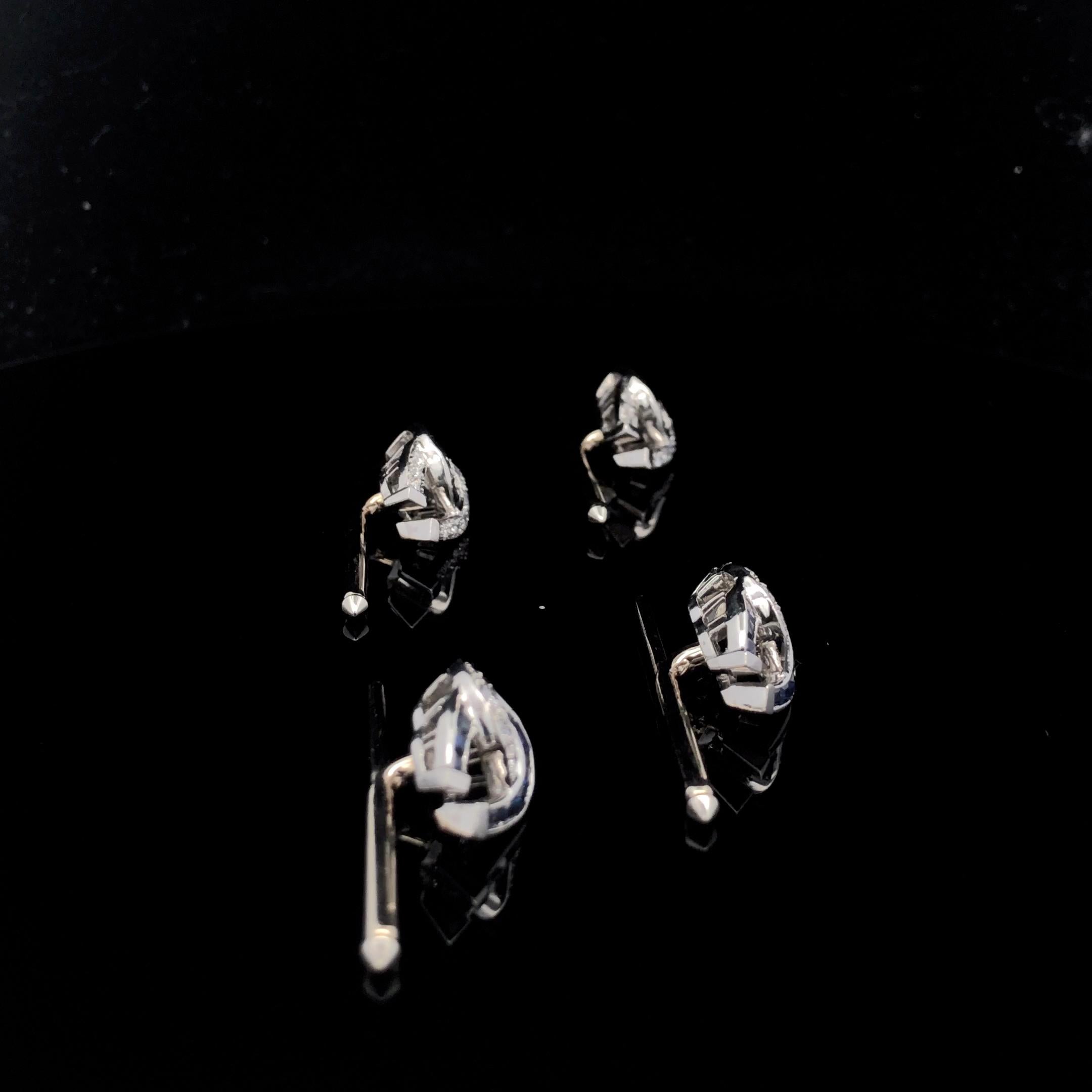 Oscar Heyman Hufeisenhemdstecker aus Platin mit Saphiren und Diamanten, 4er-Set 1
