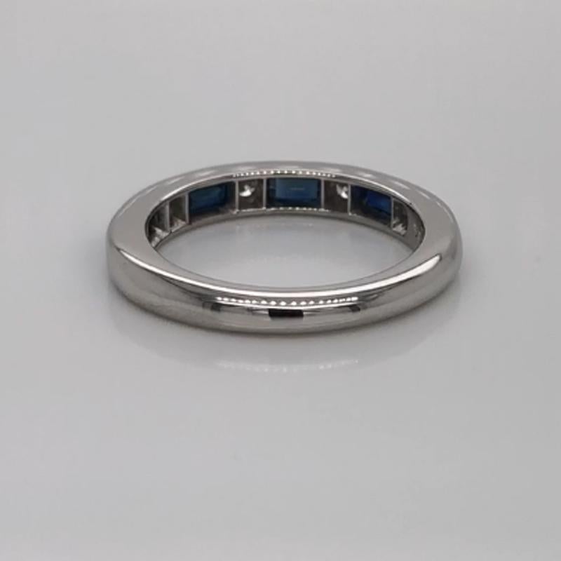 Contemporary Oscar Heyman Platinum Sapphire and Diamond Partway Wedding Band Ring