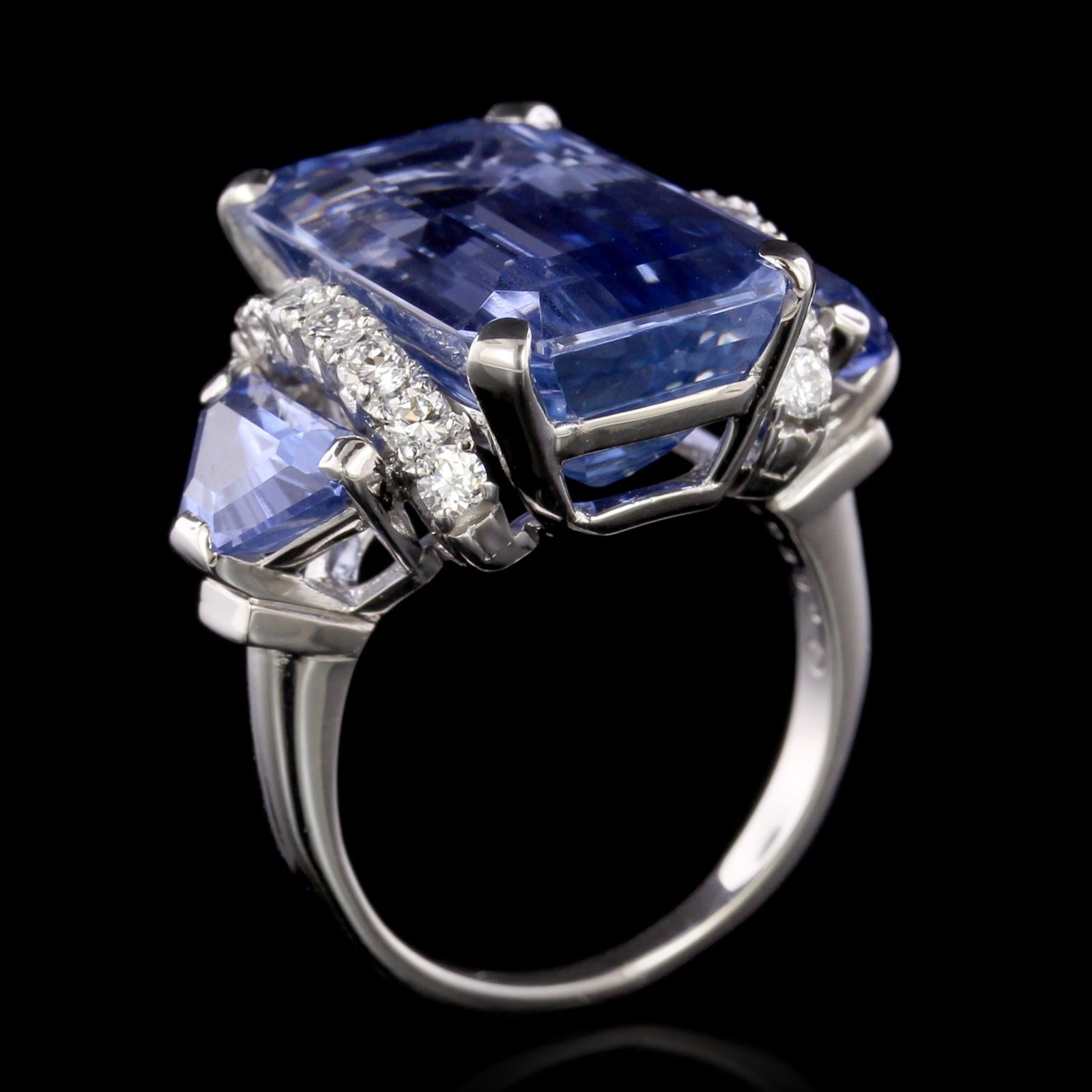 Oscar Heyman Platinum Sapphire and Diamond Ring AGL Certified Ceylon and Burma In Good Condition In Nashua, NH