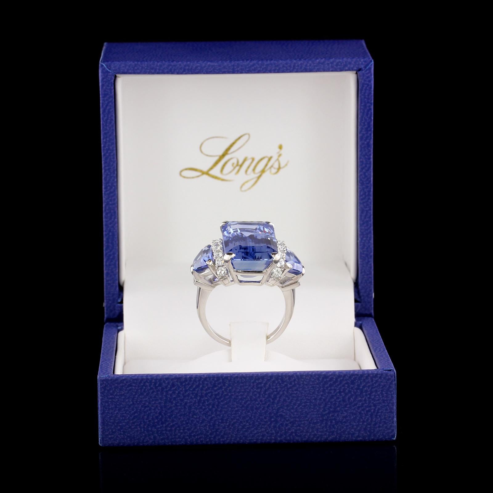 Oscar Heyman Platinum Sapphire and Diamond Ring AGL Certified Ceylon and Burma 1