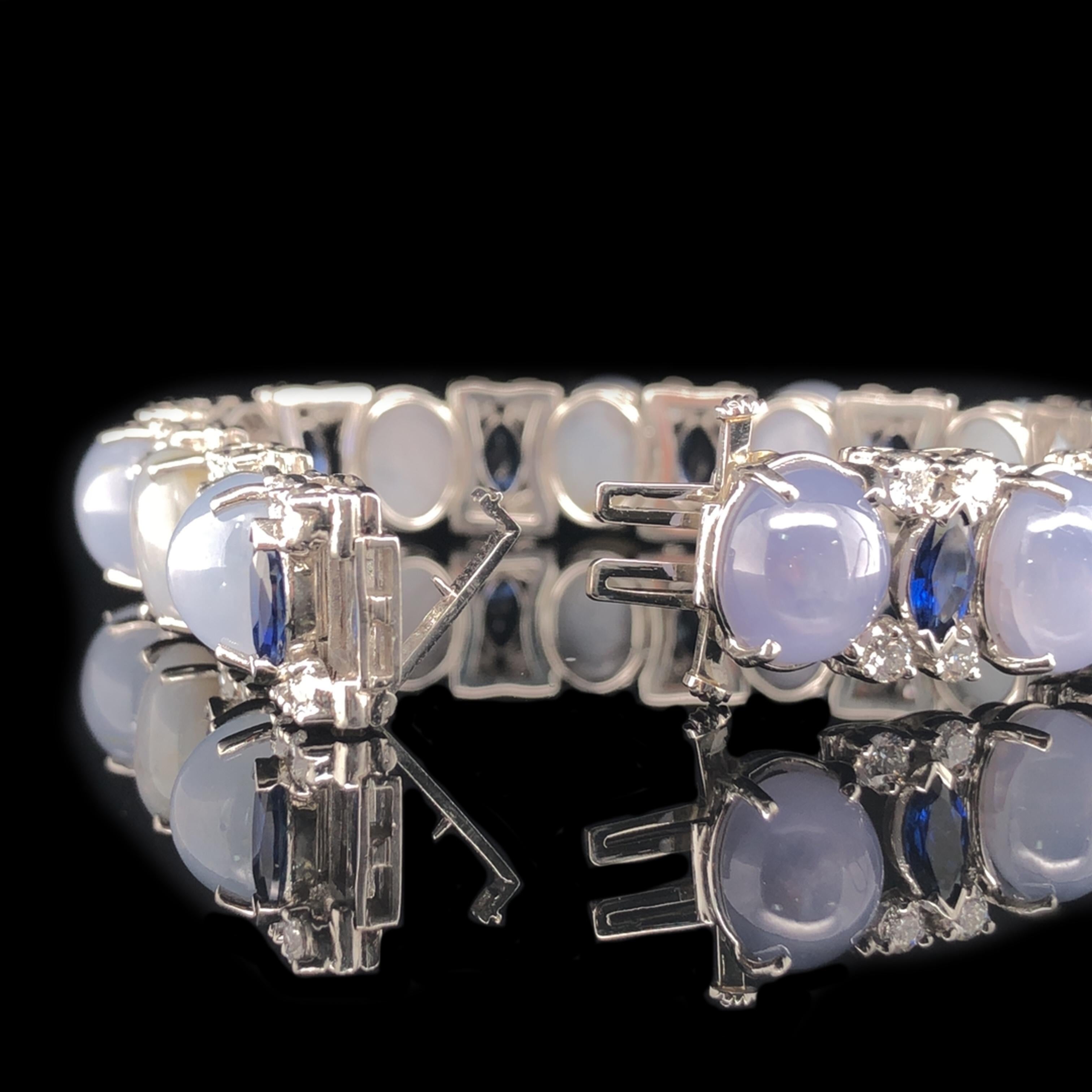 Oval Cut Oscar Heyman Platinum Star Sapphire, Sapphire & Diamond Bracelet