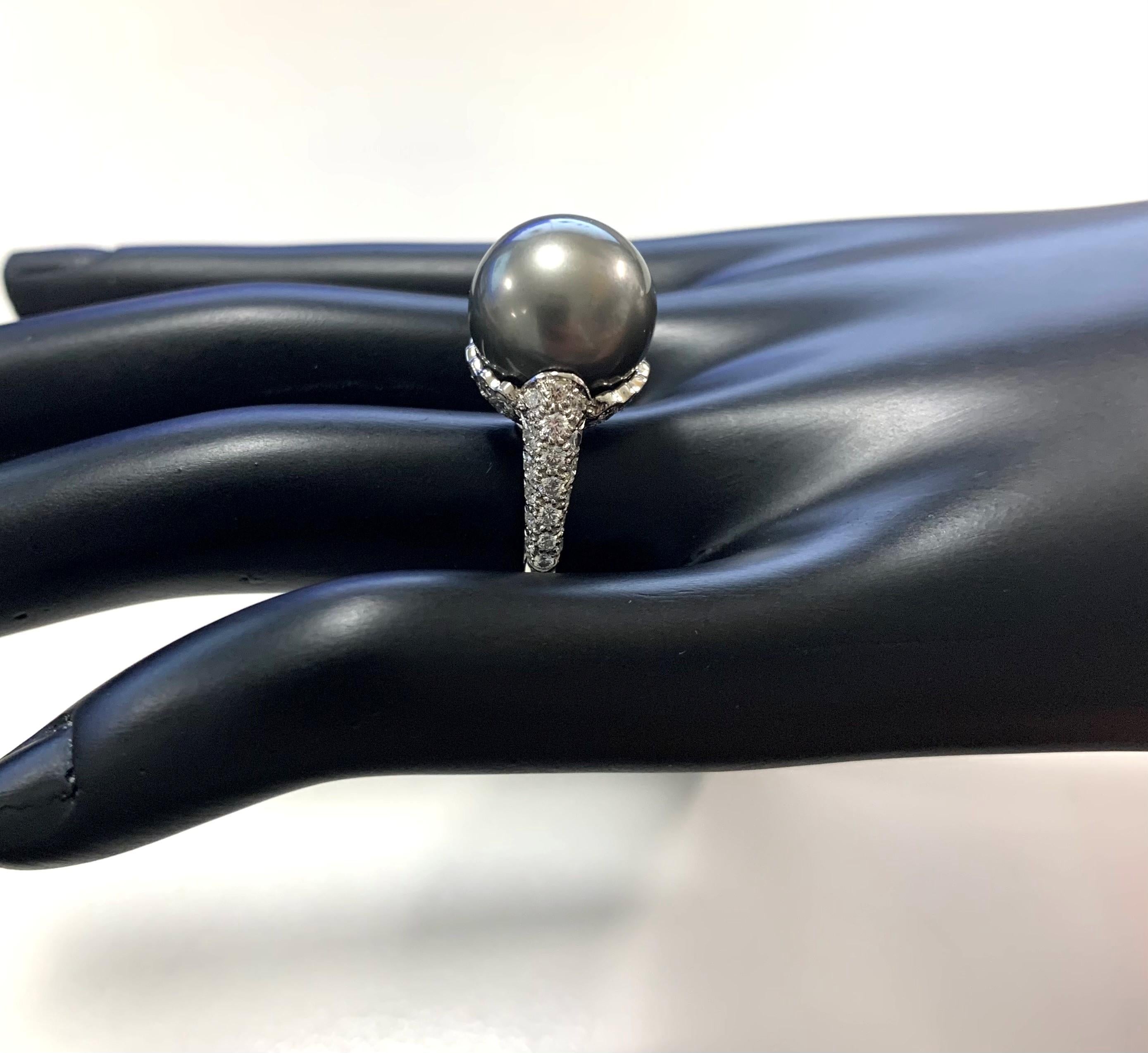 Oscar Heyman Platin-Ring mit Tahiti-Perlen und Diamanten im Angebot 2