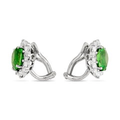 Oscar Heyman Platinum Tsavorite and Diamond Halo Earrings