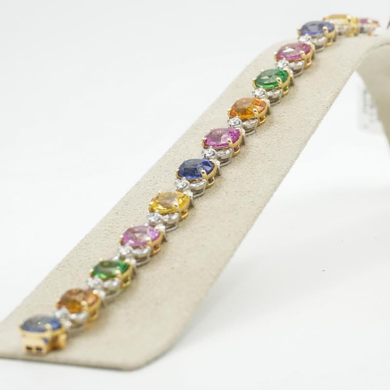 Oscar Heyman Armband aus Platin und 18 Karat Platin mit Regenbogen-Saphir und Diamanten 1
