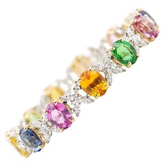 Oscar Heyman Armband aus Platin und 18 Karat Platin mit Regenbogen-Saphir und Diamanten