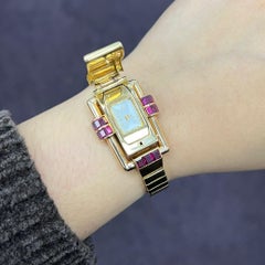 Oscar Heyman Retro Ruby & Diamond Watch Bracelet