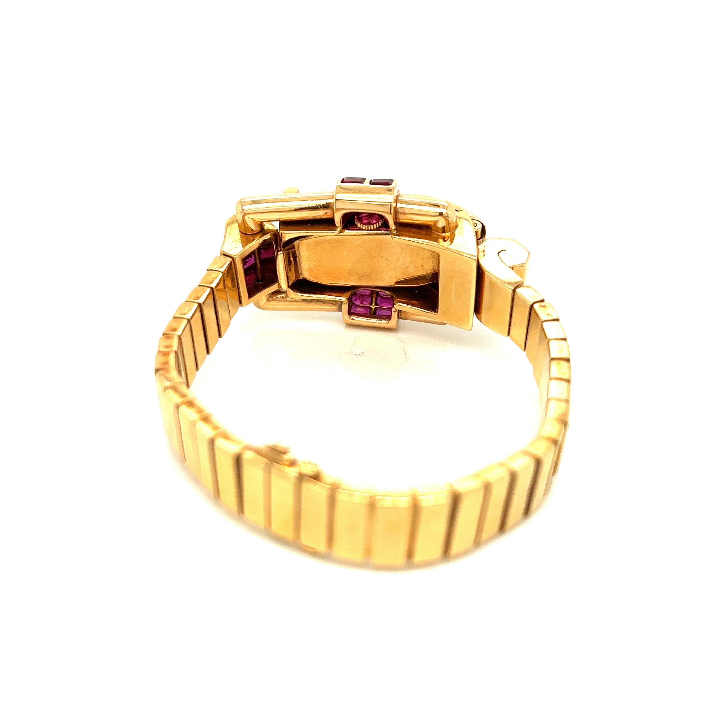 Reloj Oscar Heyman Retro Rubí y Diamantes en venta 3