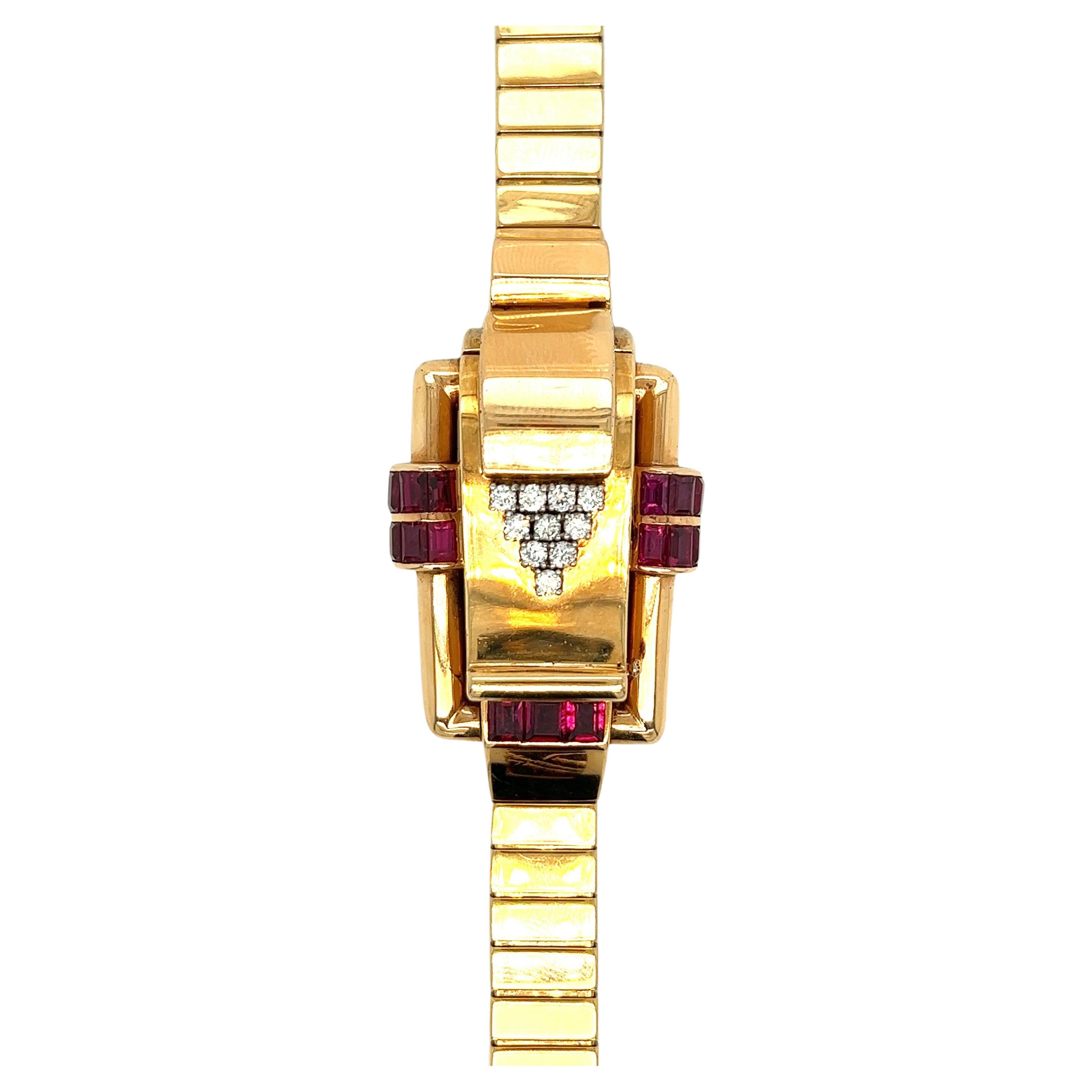 Reloj Oscar Heyman Retro Rubí y Diamantes en venta